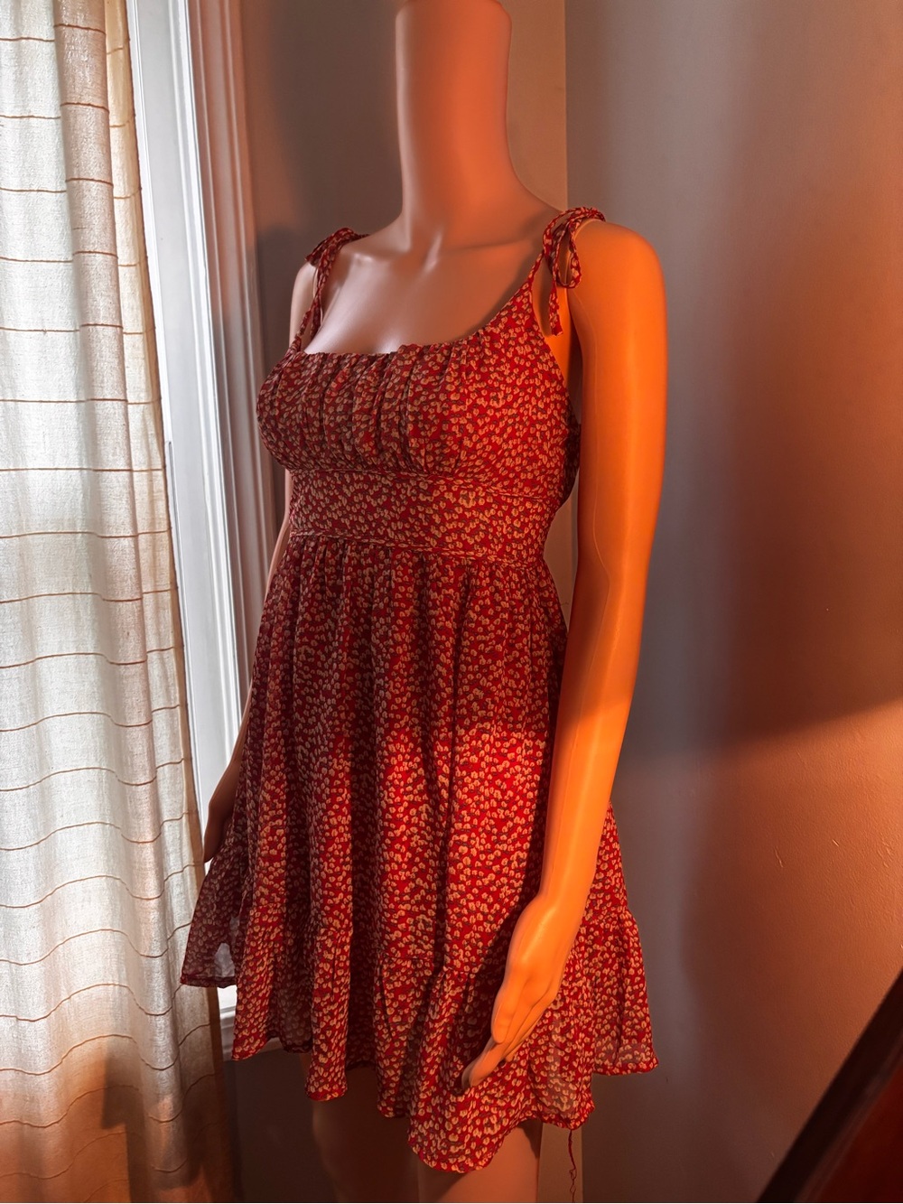 Princess Polly Red Floral Tie-Shoulder Mini Dress